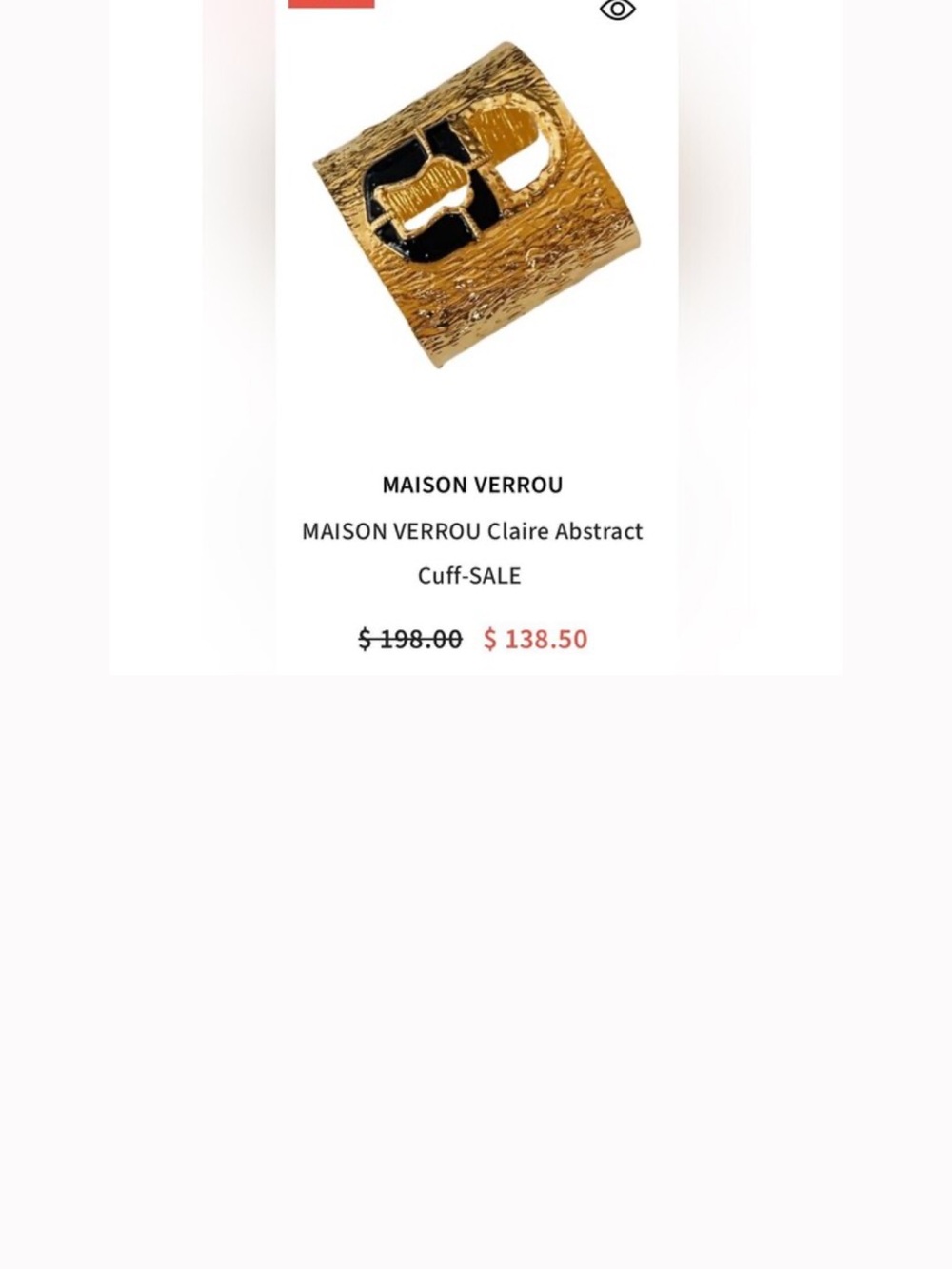 MAISON VERROU Claire Abstract Silver textured Metal Cuff with Black accent.